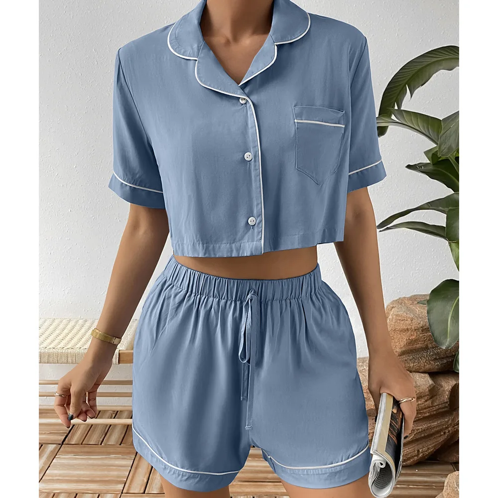 2025 Spring and Summer New Casual Comfortable Short Sleeve Tops Shorts Home Clothes Set Women Pjamas for Women
2025 Spring and Summer New Casual Comfortable Short Sleeve Tops Shorts Home Clothes Set Women Pjamas for Women