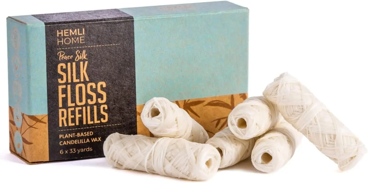 Eco-Friendly Silk Dental Floss Refills, 6-Pack, 198 Yards, Mint Candelilla Wax, Biodegradable & Compostable
Eco-Friendly Silk Dental Floss Refills, 6-Pack, 198 Yards, Mint Candelilla Wax, Biodegradable & Compostable