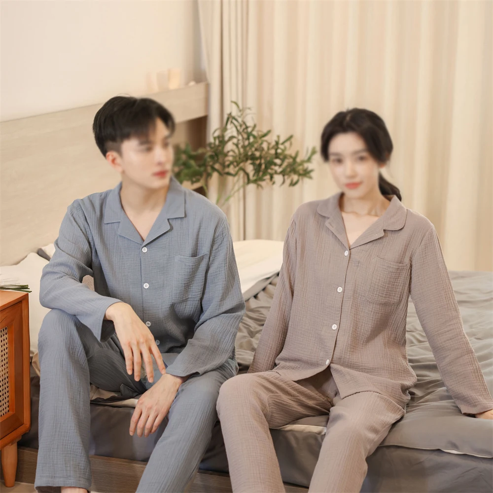 Women's Spring Autumn Cotton Crepe Long-sleeved Pajamas Ladies New Two-piece Sleepwear Suit Long Loose Casual Thin Homewear Set
Women's Spring Autumn Cotton Crepe Long-sleeved Pajamas Ladies New Two-piece Sleepwear Suit Long Loose Casual Thin Homewear Set