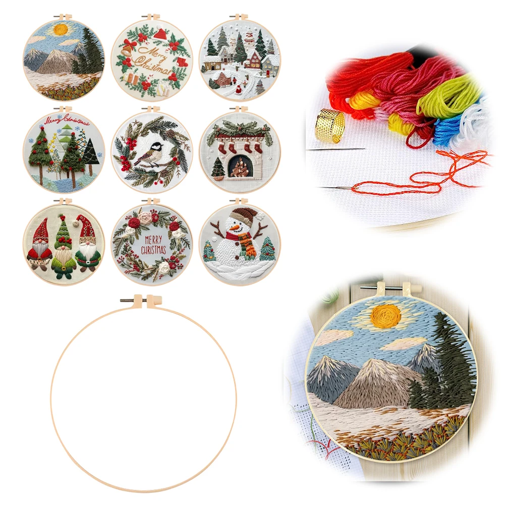 Christmas Handmade Embroidery Kit with Pattern Cotton Threads Needles Hoop Handmade Sewing Art Craft Kit for Mom Grandma
Christmas Handmade Embroidery Kit with Pattern Cotton Threads Needles Hoop Handmade Sewing Art Craft Kit for Mom Grandma