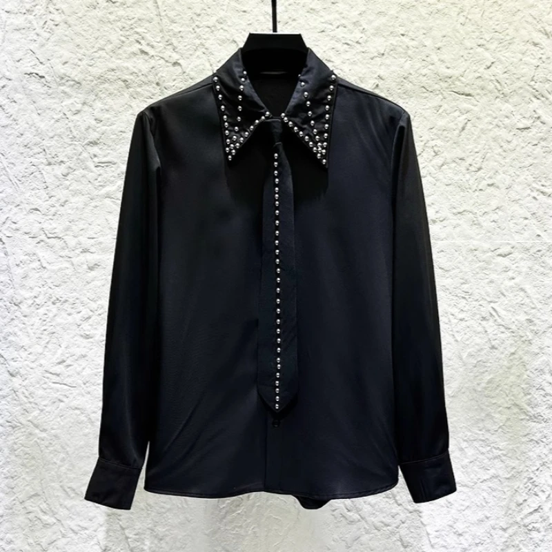 Модная рубашка с длинными рукавами, мужская рубашка с металлическими заклепками и галстуком, рубашки в стиле Харадзюку в стиле Харадзюку в стиле хип-хоп, уличная мужская одежда
Модная рубашка с длинными рукавами, мужская рубашка с металлическими заклепками и галстуком, рубашки в стиле Харадзюку в стиле Харадзюку в стиле хип-хоп, уличная мужская одежда