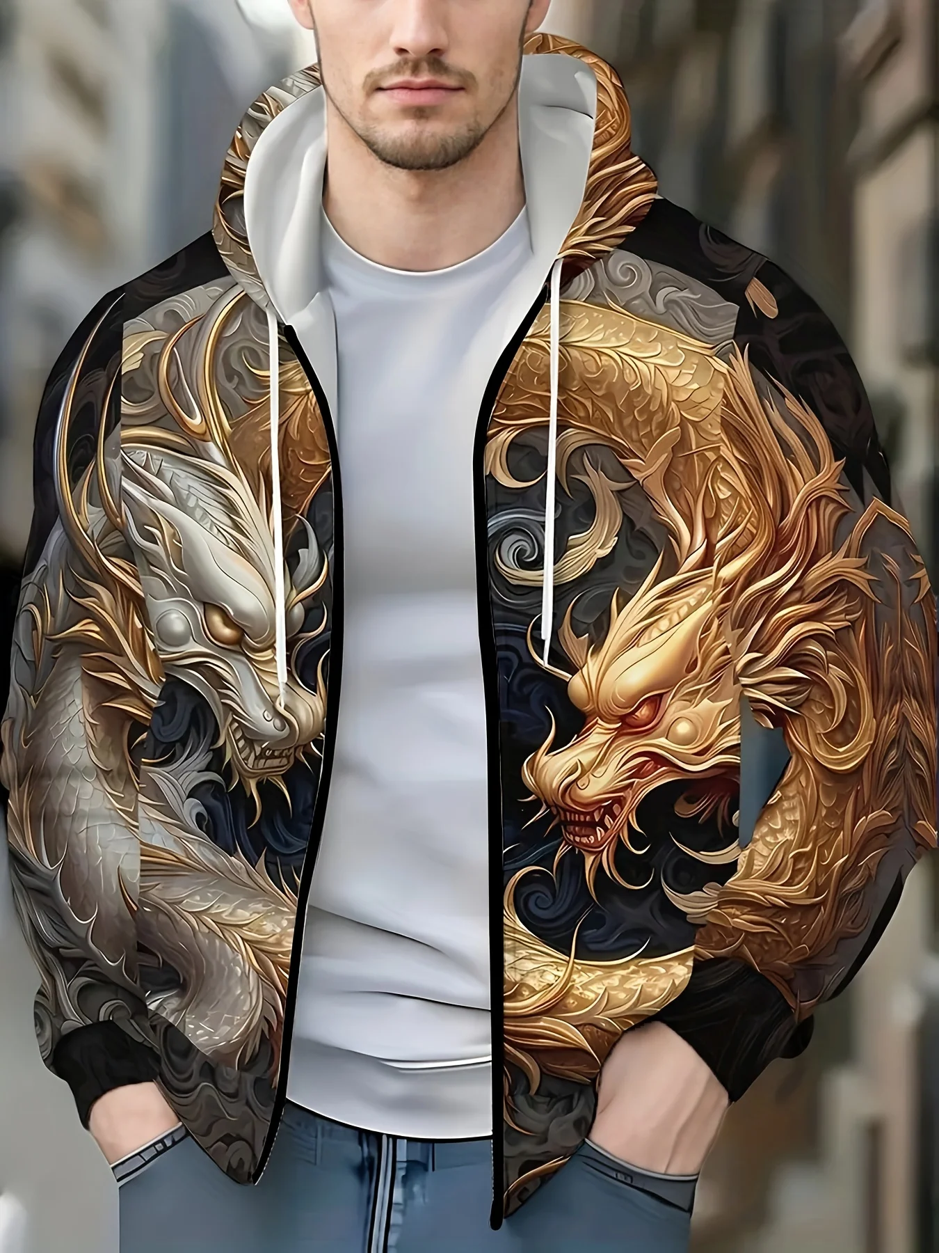 Chinese Loong Pattern Men's Hoodie Funny Lion Print Hooded Zip-Up Sweatshirts Daily Casual Coat Top Autumn Oversized Y2k Clothes
Chinese Loong Pattern Men's Hoodie Funny Lion Print Hooded Zip-Up Sweatshirts Daily Casual Coat Top Autumn Oversized Y2k Clothes