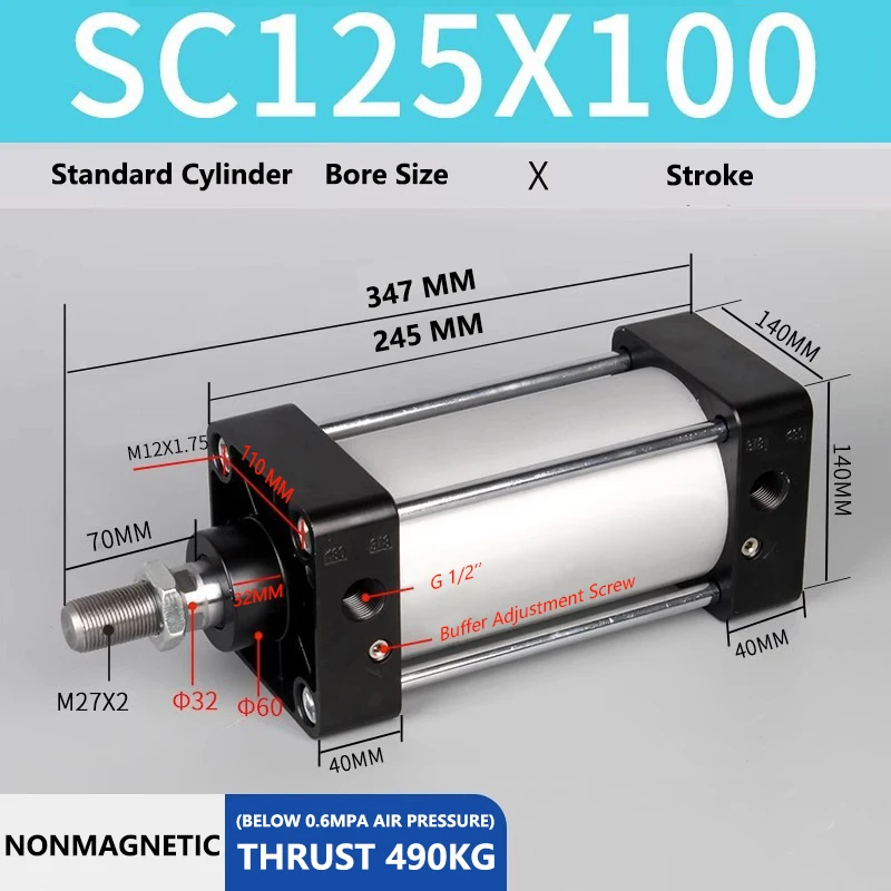 Стандартный пневматический цилиндр ABILKEEN SC125X100, диаметр отверстия 125 мм, ход X 100 мм, стандартный воздушный цилиндр двойного действия
Стандартный пневматический цилиндр ABILKEEN SC125X100, диаметр отверстия 125 мм, ход X 100 мм, стандартный воздушный цилиндр двойного действия