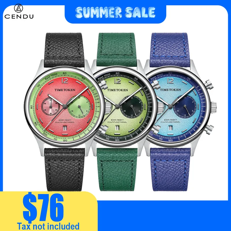 GS Men's Chronograph Watch Miyota OS21 Movement Watermelon Dial Waterproof Domed Sapphire Crystal Leather Strap
GS Men's Chronograph Watch Miyota OS21 Movement Watermelon Dial Waterproof Domed Sapphire Crystal Leather Strap