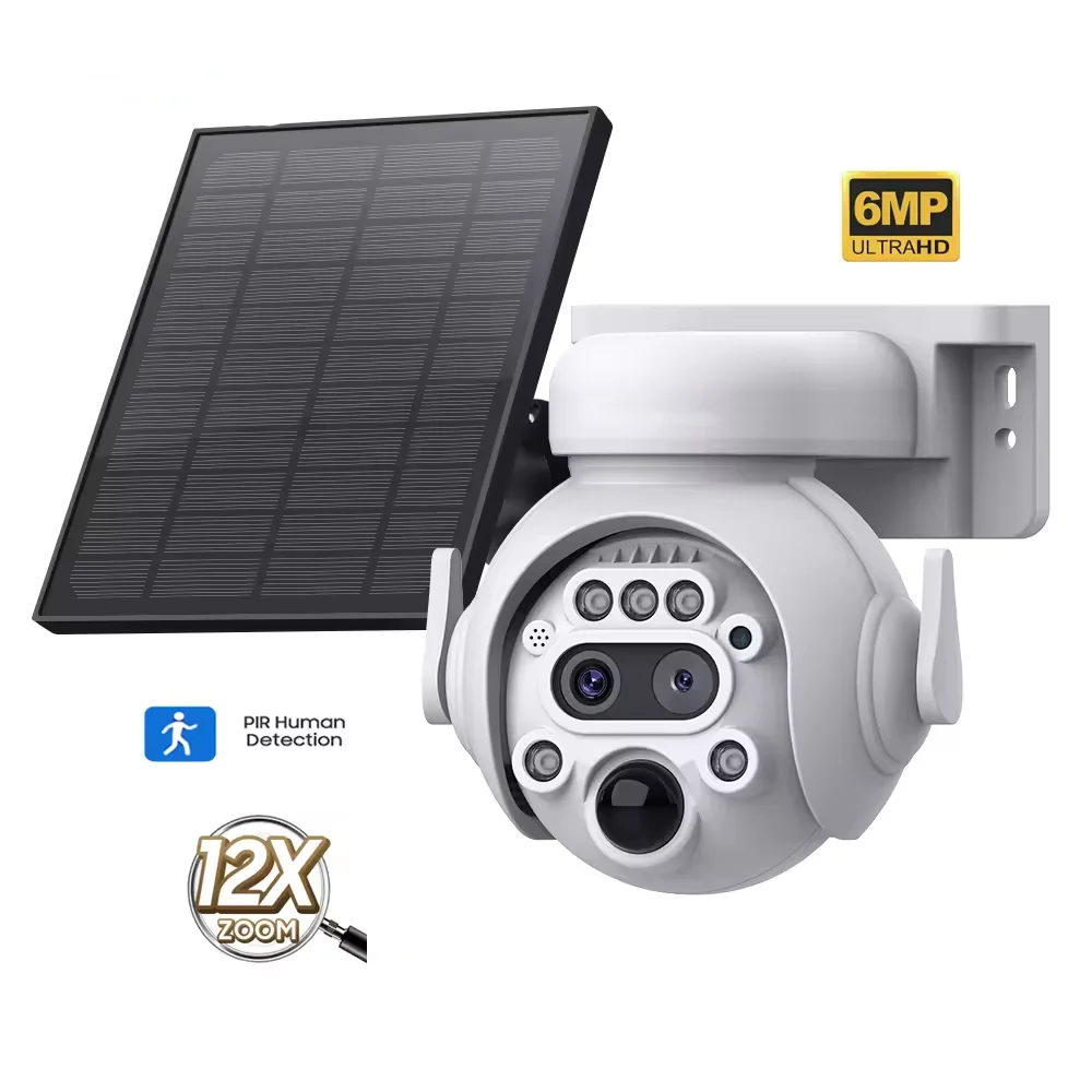 Hot Sale 4MP 2K Waterproof Outdoor Smart Wifi Camera Battery Powered Solar Power 12x CMOS IP66 Supports Memory Card SIM IP