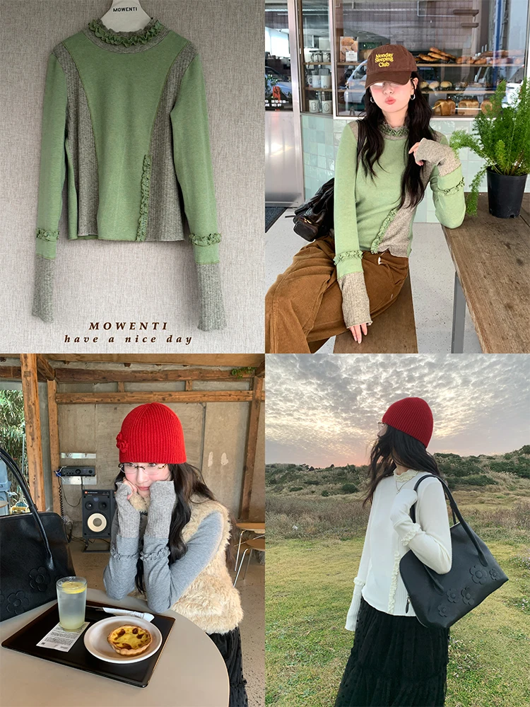 MOWENTI Soft Long Sve Трикотажный светильник Fene с рюшами Base irt French Sle круглый Ne Girl's Faion Осень Зима
MOWENTI Soft Long Sve Трикотажный светильник Fene с рюшами Base irt French Sle круглый Ne Girl's Faion Осень Зима