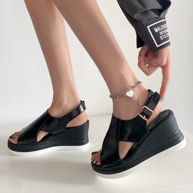 Black Wedge Sandals for Women Summer Peeping Toe Platform Sanders Women's Large Size Thick Versatile Trendy Roman Women Shoes
Black Wedge Sandals for Women Summer Peeping Toe Platform Sanders Women's Large Size Thick Versatile Trendy Roman Women Shoes