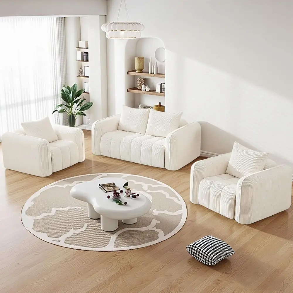 Loveseat Sofa with 2 Armchairs, 3-Piece Corduroy Living Room Set, Ideal for Small Spaces, Bedroom, or Office, White
Loveseat Sofa with 2 Armchairs, 3-Piece Corduroy Living Room Set, Ideal for Small Spaces, Bedroom, or Office, White