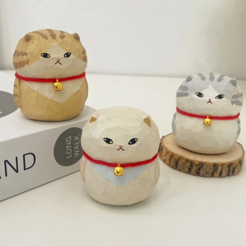 Home Decoration Wooden Carving Cat Ornament Crafts Doll Bell Kitten Ornament Small Cute Small Cat Model Children Toys
Home Decoration Wooden Carving Cat Ornament Crafts Doll Bell Kitten Ornament Small Cute Small Cat Model Children Toys