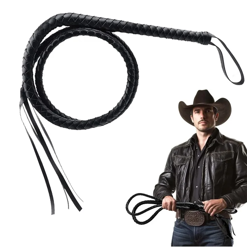 70" Faux Leather Cowboy Whip,Vintage Ringmaster Whip Western Equestrian Costume Accessory Halloween Party Prop Role-Play Gift
70" Faux Leather Cowboy Whip,Vintage Ringmaster Whip Western Equestrian Costume Accessory Halloween Party Prop Role-Play Gift