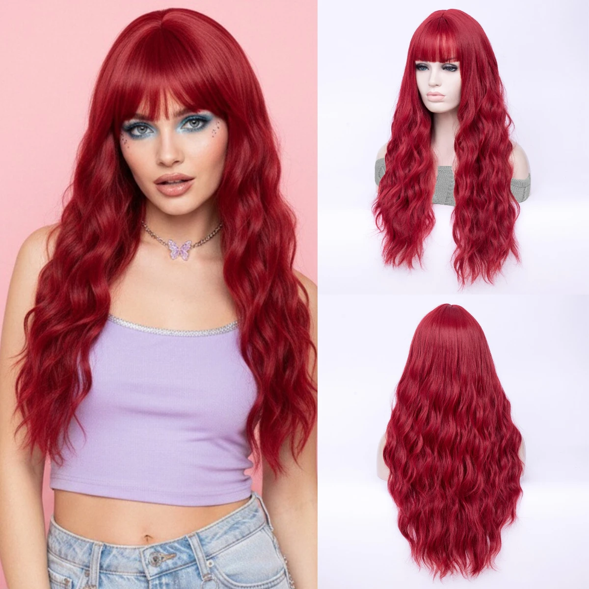 Synthetic Long Red Curly Wigs With Bangs For Women Cosplay Party Wig Halloween Christmas High Temperature Fiber
Synthetic Long Red Curly Wigs With Bangs For Women Cosplay Party Wig Halloween Christmas High Temperature Fiber