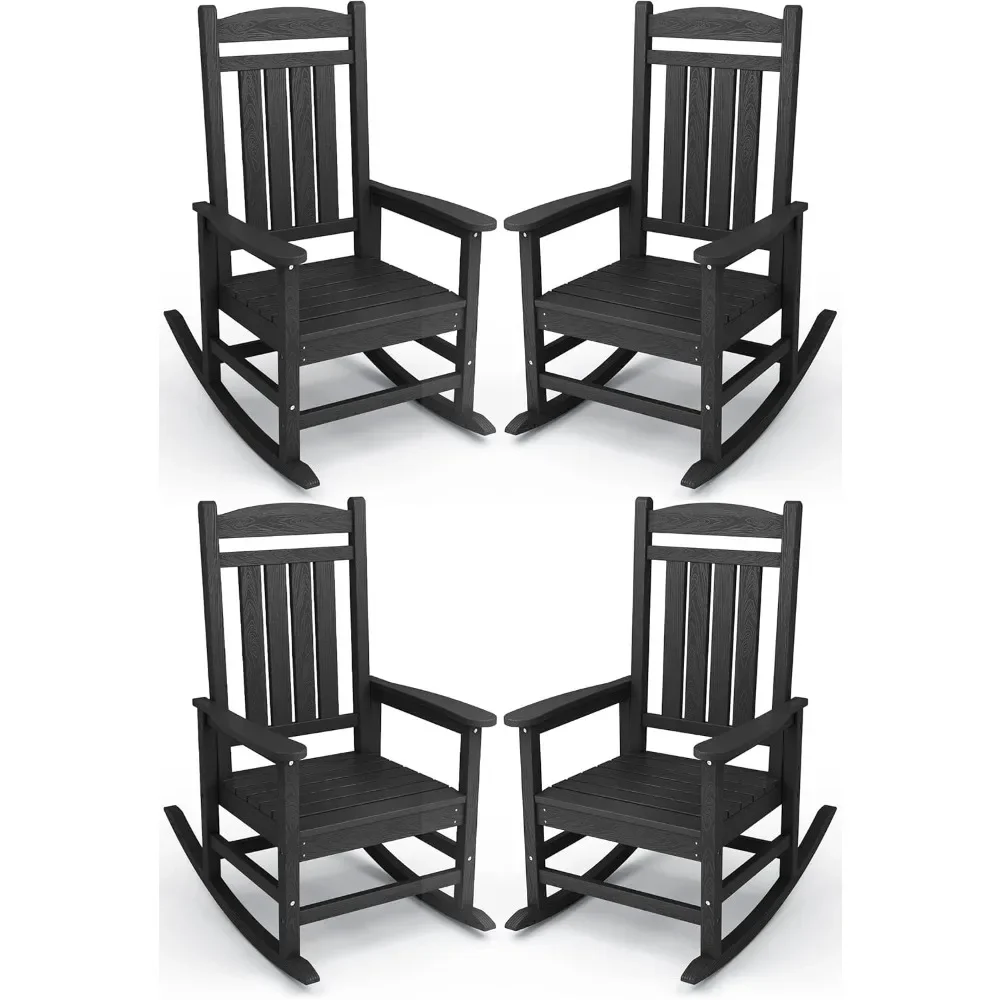 Outdoor Rocking Chair Set of 4, High Density Polyethylene Patio Rocking Chairs with 330lbs, Rocking Chair
Outdoor Rocking Chair Set of 4, High Density Polyethylene Patio Rocking Chairs with 330lbs, Rocking Chair
