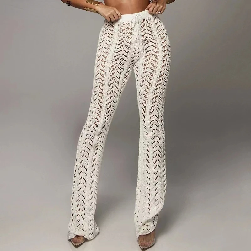 Hollow Out Knitted High Waist Sexy Women Pants Streetwear Crochet Y2k Wide Leg Pants Beach Cotton Casual Trouser Sweatpants
Hollow Out Knitted High Waist Sexy Women Pants Streetwear Crochet Y2k Wide Leg Pants Beach Cotton Casual Trouser Sweatpants
