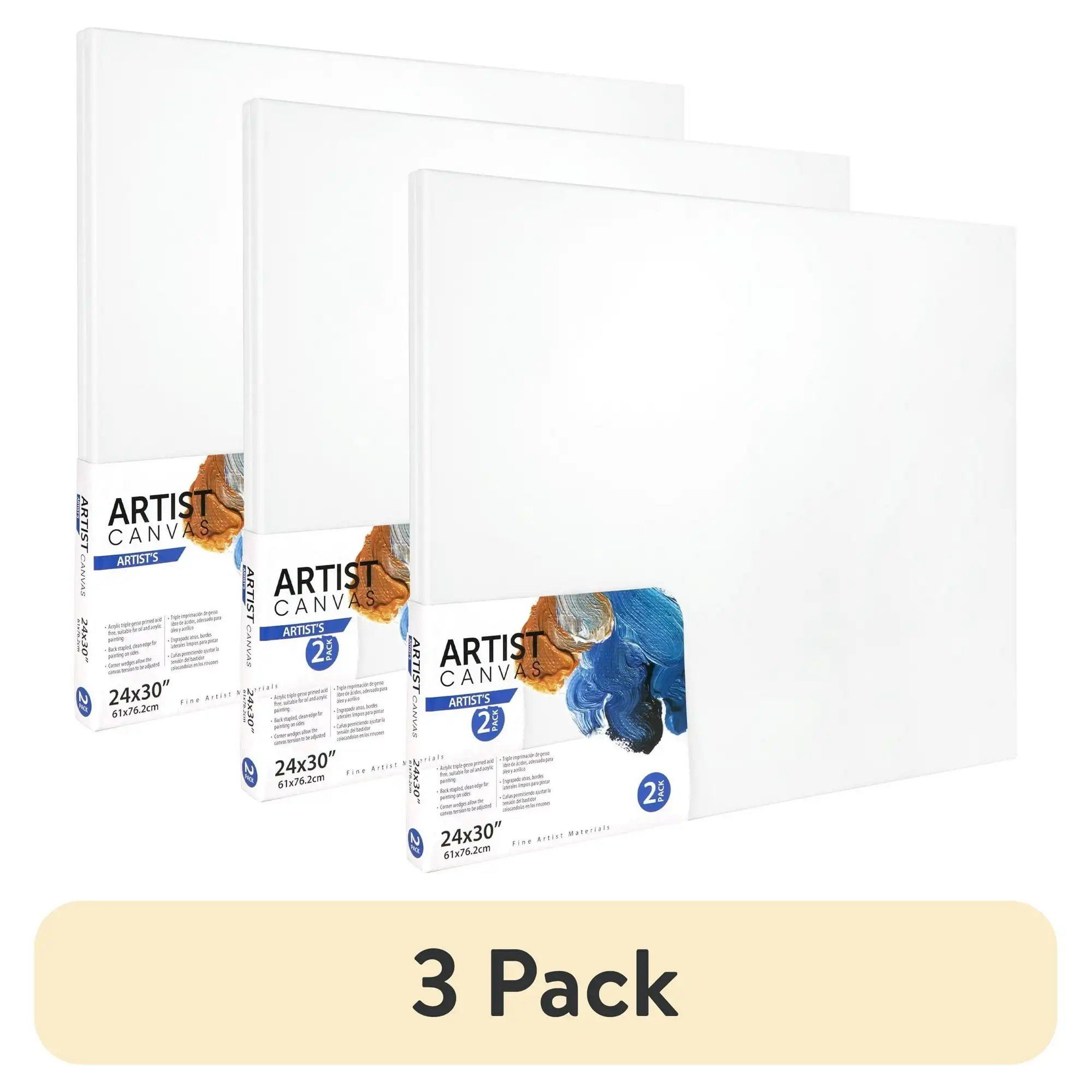 (3 pack) Artist Stretched Canvas, 24"X30", 2 Pack, 100% Cotton Acid Free, White, Deluxe Canvas, For All Skill Levels
(3 pack) Artist Stretched Canvas, 24"X30", 2 Pack, 100% Cotton Acid Free, White, Deluxe Canvas, For All Skill Levels
