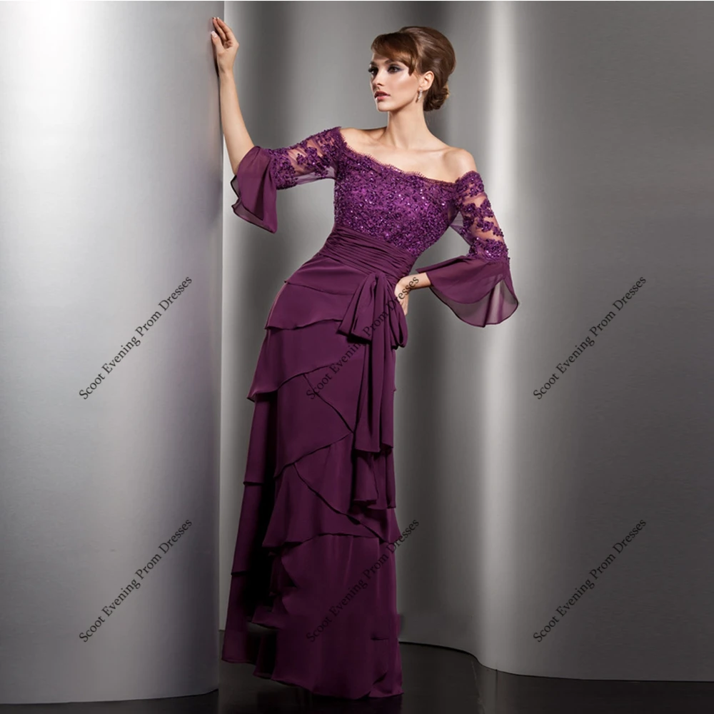 Purple Mother of Bride Dresses with Chiffon Full Sleeve Wedding Party Dresses for Women 2025 Summer New Beach Robe De Soirée
Purple Mother of Bride Dresses with Chiffon Full Sleeve Wedding Party Dresses for Women 2025 Summer New Beach Robe De Soirée