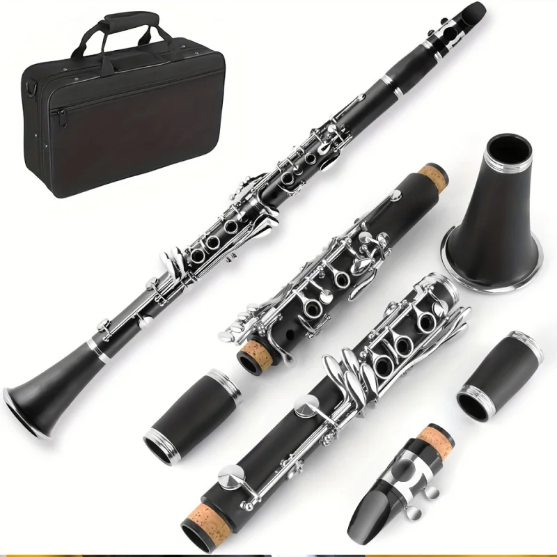 Black Clarinet, B-Flat Jazz, High-End Resin Body Brass Keys, Solo, Band Playing, Small Outdoor Travel Instruments, Clarinet Set
Black Clarinet, B-Flat Jazz, High-End Resin Body Brass Keys, Solo, Band Playing, Small Outdoor Travel Instruments, Clarinet Set