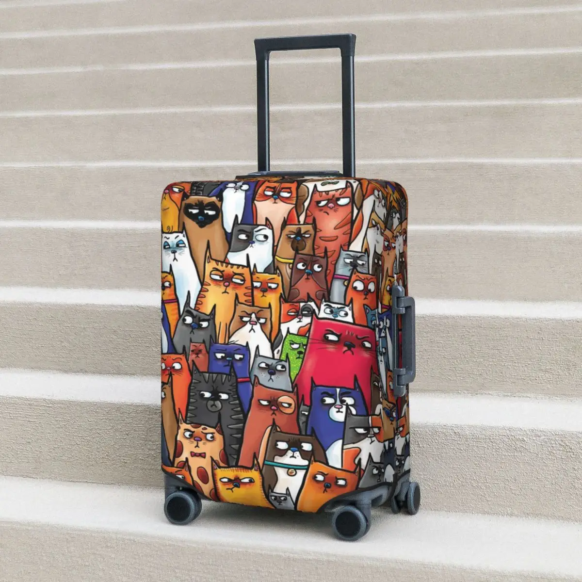 Suspicious Kitties Suitcase Cover Cartoon Funny Cats Travel Flight Fun Luggage Supplies Protector
Suspicious Kitties Suitcase Cover Cartoon Funny Cats Travel Flight Fun Luggage Supplies Protector