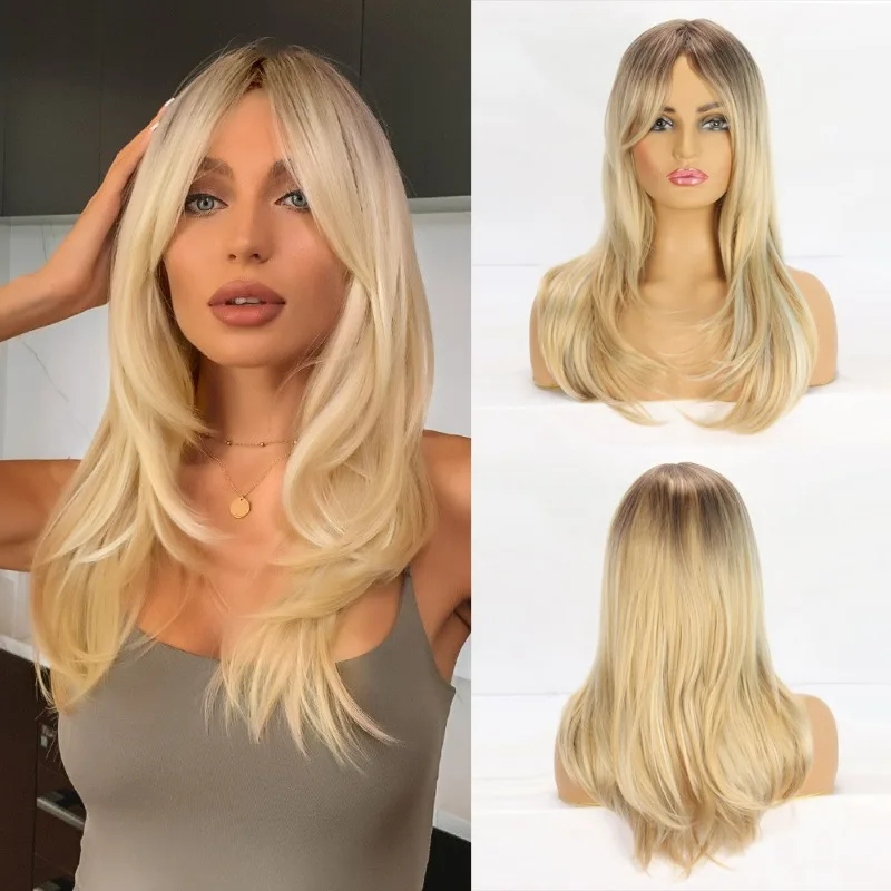 High gloss synthetic wig long straight layered wig with bangs gradient party wig heat resistant
High gloss synthetic wig long straight layered wig with bangs gradient party wig heat resistant