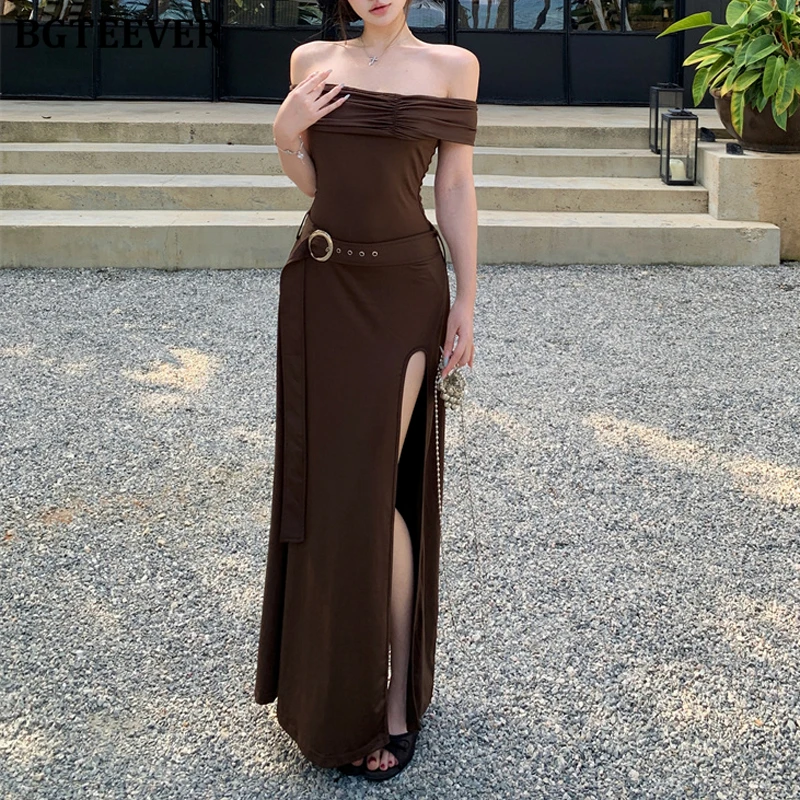 BGTEEVER Spring Summer Stylish Ladies Split Package Hip Midi Dress Elegant Slim Waist Belted Female Slash Neck Bodycon Dress
BGTEEVER Spring Summer Stylish Ladies Split Package Hip Midi Dress Elegant Slim Waist Belted Female Slash Neck Bodycon Dress