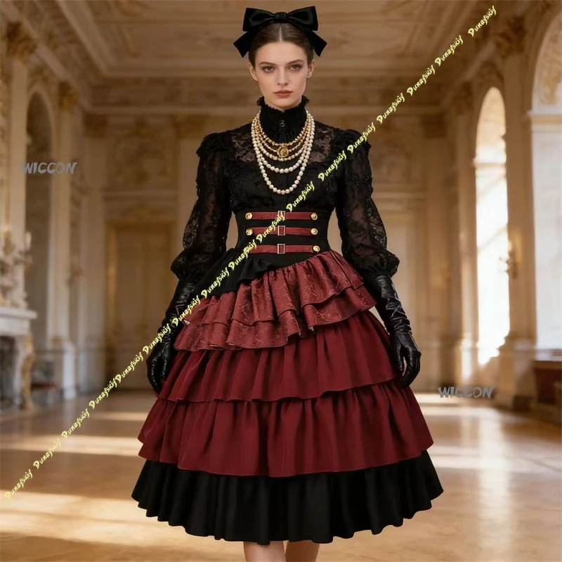 Women Steampunk Gothic Pirate Dress High Waist Tiered Ruffled Skirt Somali Pirate Outfit Halloween Cosplay Costume for Party
Women Steampunk Gothic Pirate Dress High Waist Tiered Ruffled Skirt Somali Pirate Outfit Halloween Cosplay Costume for Party