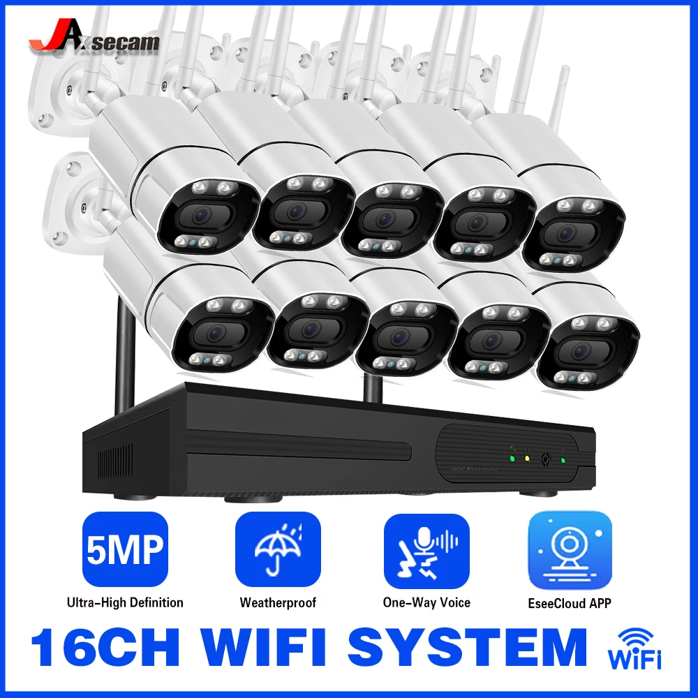 16CH 5MP Weatherproof Wireless NVR Camera Two-Way Audio Security Protection WIFI Camera Outdoor Video Surveillance System
16CH 5MP Weatherproof Wireless NVR Camera Two-Way Audio Security Protection WIFI Camera Outdoor Video Surveillance System