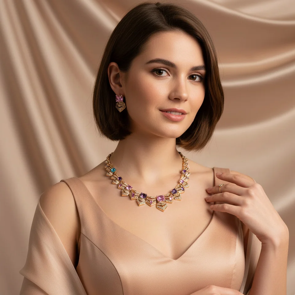 Best Seller Fashion Zircon High-end Custom Jewelry Elegant Women Necklace Earrings Luxury Two Pieces Set
Best Seller Fashion Zircon High-end Custom Jewelry Elegant Women Necklace Earrings Luxury Two Pieces Set