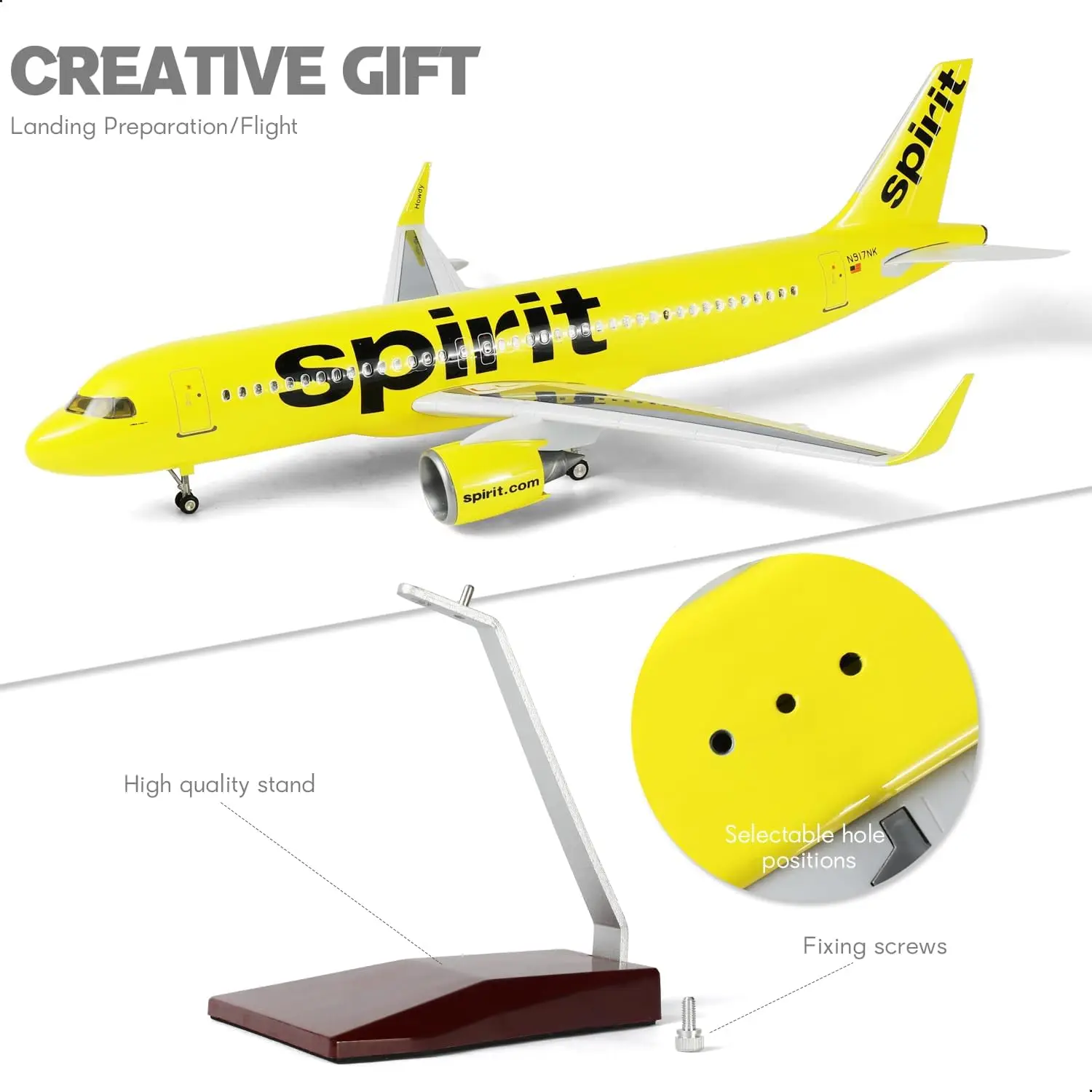 1/80 Scale Compatible for Spirit A320 Airplane Model with Stand (18.5-inch L) Resin Airplane Model for Collections and Displays
1/80 Scale Compatible for Spirit A320 Airplane Model with Stand (18.5-inch L) Resin Airplane Model for Collections and Displays