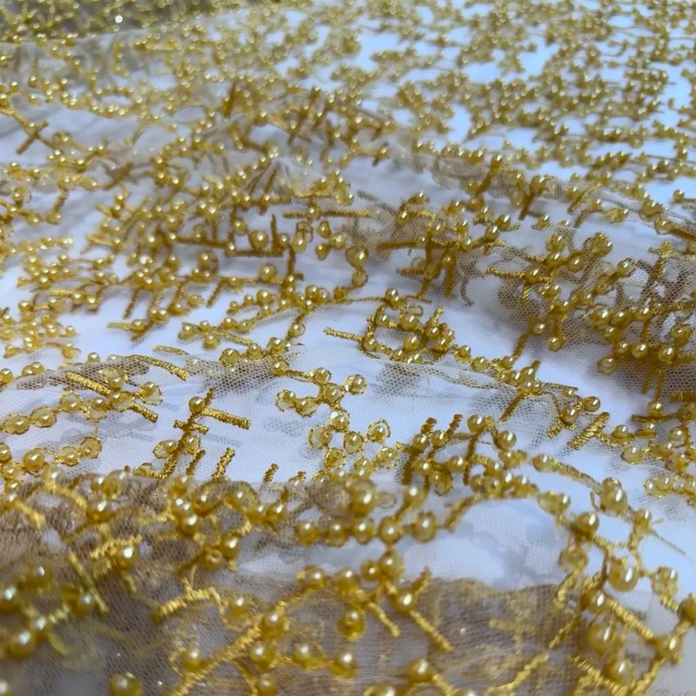 1 Yard Gold Wedding Lace Fabric With Pearl Sewing Beads Geometric Pattern Embroidery For Bridal Party Gowns Dresses Lace
1 Yard Gold Wedding Lace Fabric With Pearl Sewing Beads Geometric Pattern Embroidery For Bridal Party Gowns Dresses Lace