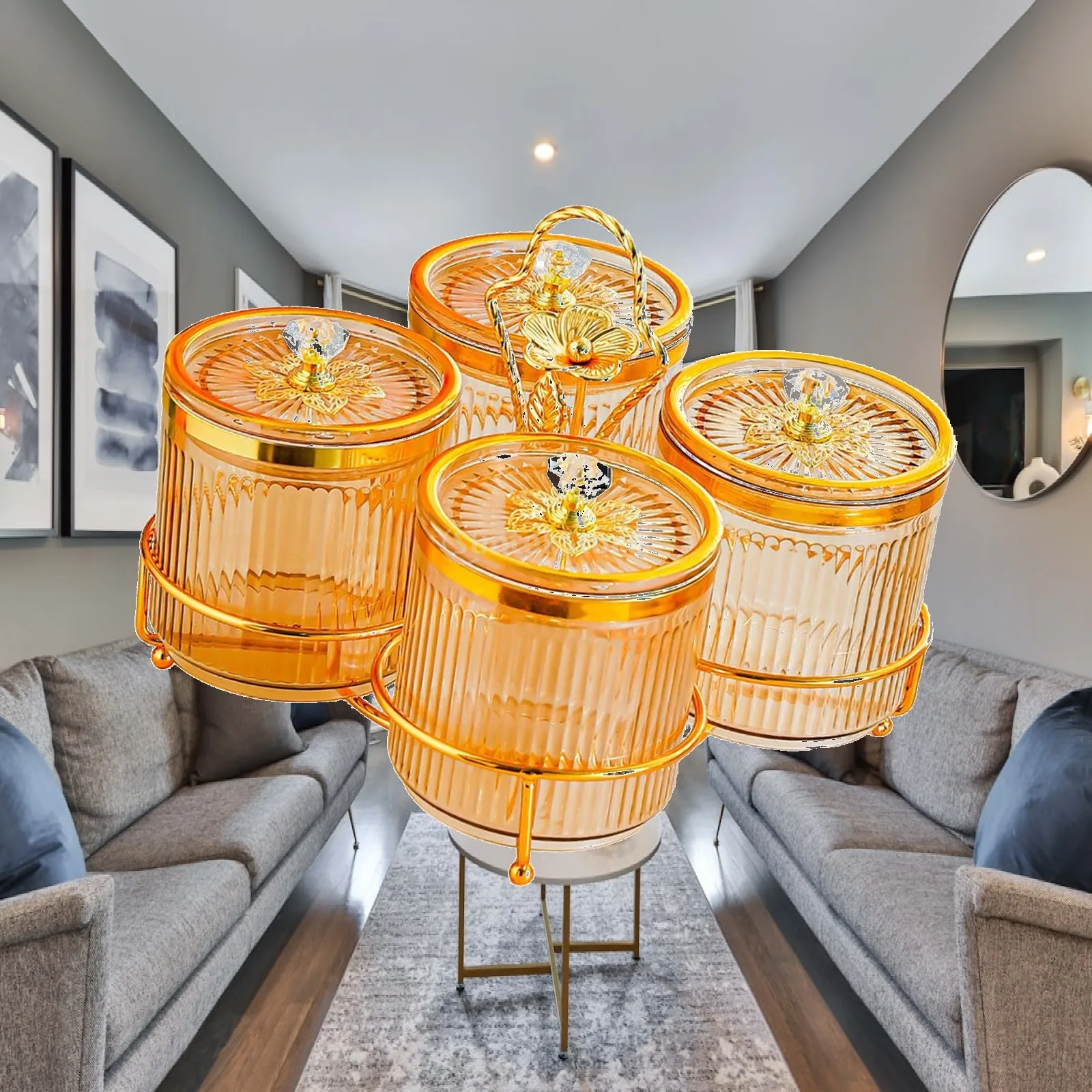 Nordic Luxury Serving Tray PP Material Condiment Organizer Box Multi Section Snack Dish Round Tray for Hospitality and Home
Nordic Luxury Serving Tray PP Material Condiment Organizer Box Multi Section Snack Dish Round Tray for Hospitality and Home