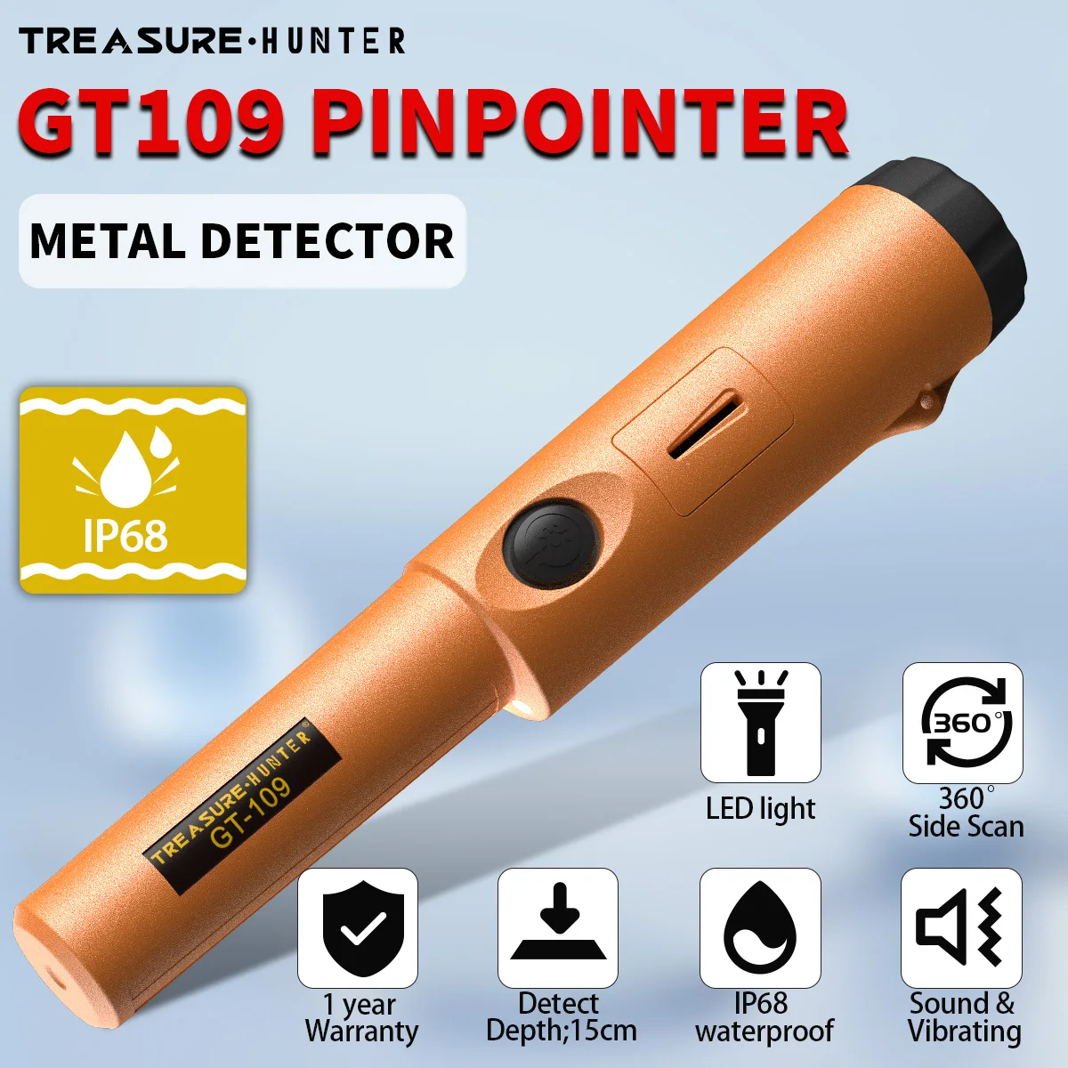 Treasure Hunter Handheld Metal Positioning Rod Metal Detector Pointer Handheld GT109 High Sensitivity Gold Diggers Detector Rod