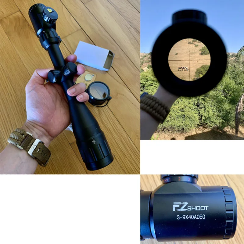 3-9x40 AO Rifle Scope Dual Illuminated Reticle 22 Scope Hunting 1 Inch Tube Long Range SFP Riflescopes 20mm Scope Rings