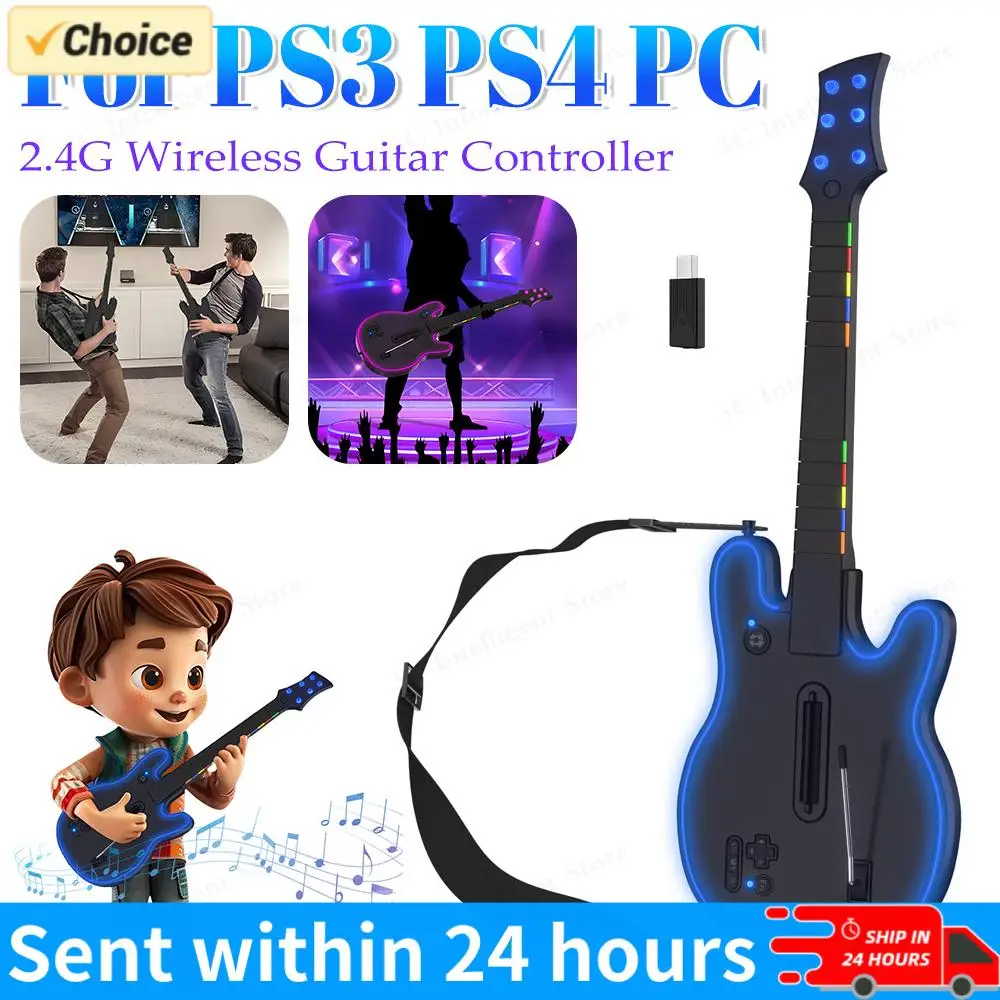 Wireless Guitar Controller with Strap & Wireless Dongle Wireless PC Guitar Controller Console Gamepad for PS4 PS3 PC Guitar Hero
Wireless Guitar Controller with Strap & Wireless Dongle Wireless PC Guitar Controller Console Gamepad for PS4 PS3 PC Guitar Hero