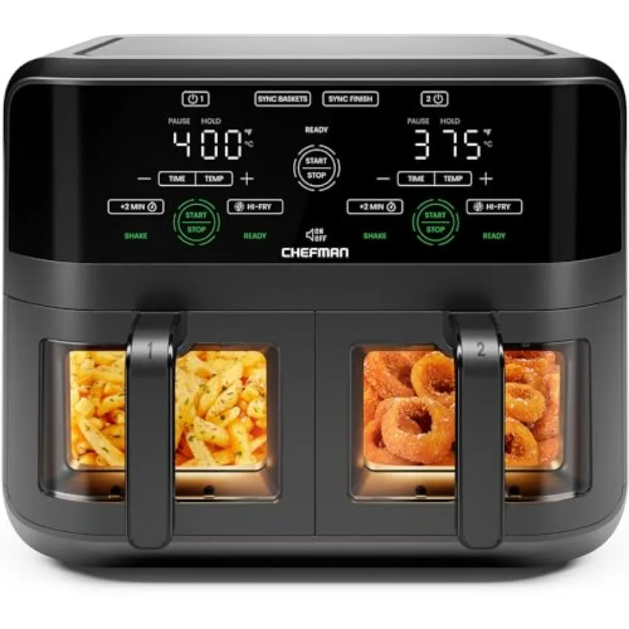 6 Quart Dual Basket Air Fryer Oven with Easy View Windows for Monitoring Cooking Progress Sync Finish Technology for Even Heati
6 Quart Dual Basket Air Fryer Oven with Easy View Windows for Monitoring Cooking Progress Sync Finish Technology for Even Heati