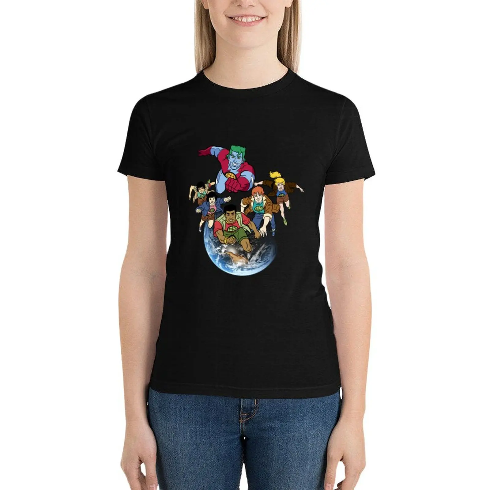 Captain planet team T-Shirt anime clothes summer tops cropped t shirts for Women
Captain planet team T-Shirt anime clothes summer tops cropped t shirts for Women