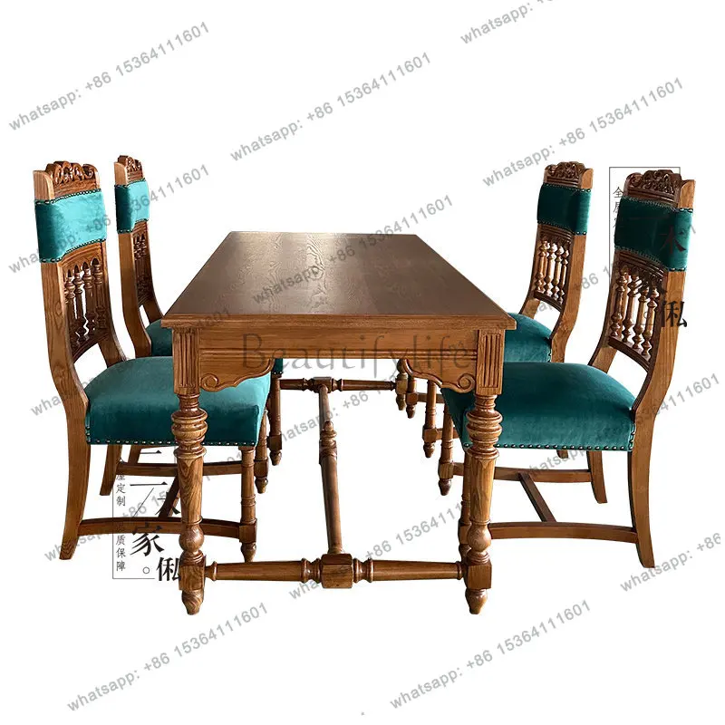 French retro solid wood dining table and chair combination rectangular small apartment dining table can be customized
French retro solid wood dining table and chair combination rectangular small apartment dining table can be customized