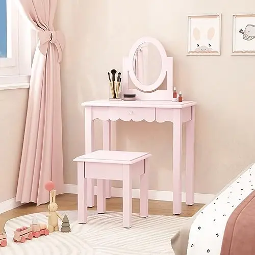 Vanity - Little Girls Vanity Set with Mirror and Stool, Wooden 2 in 1 Toddler Vanity Desk Dressing Table with Detachable Top &a
Vanity - Little Girls Vanity Set with Mirror and Stool, Wooden 2 in 1 Toddler Vanity Desk Dressing Table with Detachable Top &a