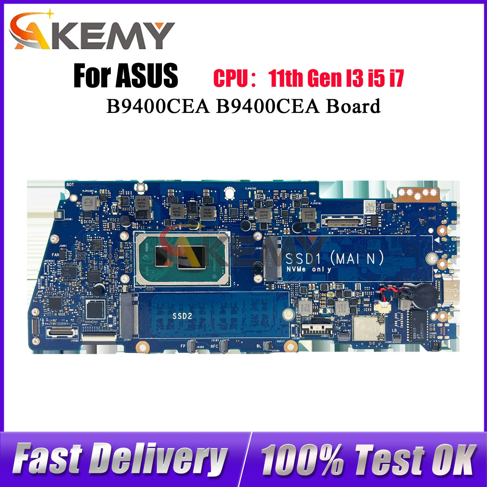 B9400CEA Laptop Motherboard For ASUS ExpertBook B9400C B9400CEA Notebook Mainboard With 11th Gen I3 i5 i7 tests OK fast shipping
B9400CEA Laptop Motherboard For ASUS ExpertBook B9400C B9400CEA Notebook Mainboard With 11th Gen I3 i5 i7 tests OK fast shipping