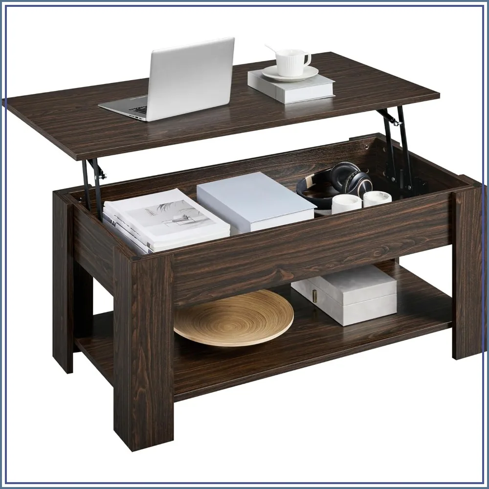 Lift Top Coffee Table with Hidden Storage Shelf, Rising Tabletop Dining Table, 38.6in, Espresso
Lift Top Coffee Table with Hidden Storage Shelf, Rising Tabletop Dining Table, 38.6in, Espresso