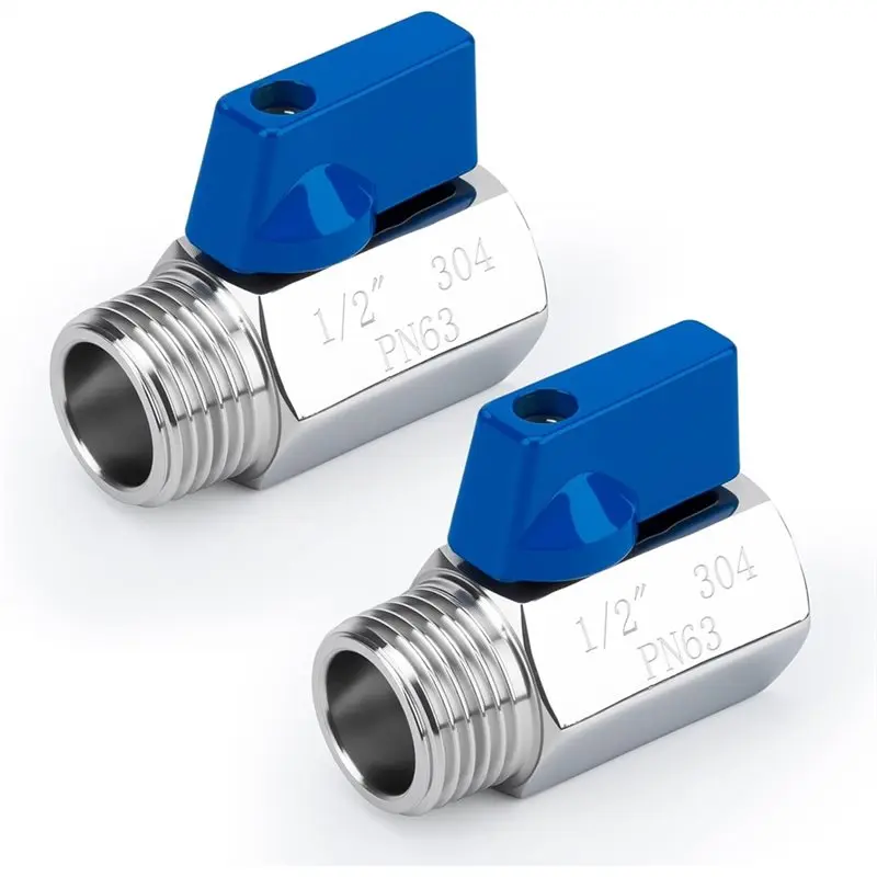 B97A-Shut-Off Drain Valves, 2-Pack 1/2" Mini Ball Valve In 304 Stainless Steel- Water Flow Control Male X Female NPT Threads
B97A-Shut-Off Drain Valves, 2-Pack 1/2" Mini Ball Valve In 304 Stainless Steel- Water Flow Control Male X Female NPT Threads