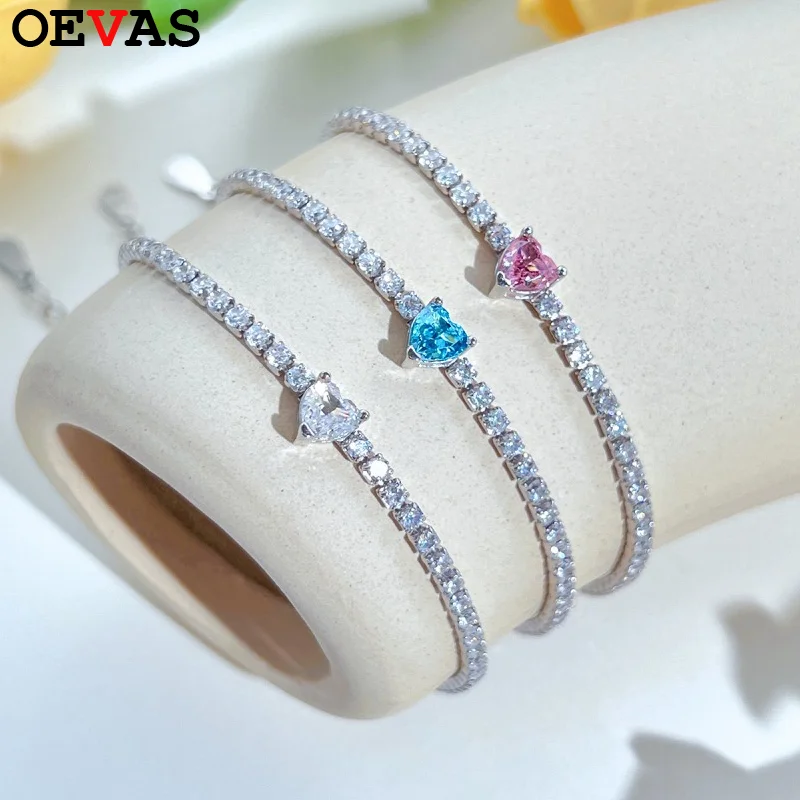OEVAS 100% 925 Sterling Silver Lab Diamond Heart Zircon Bracelets For Women Sparkling Wedding Party Silver Fine Jewelry Gift
OEVAS 100% 925 Sterling Silver Lab Diamond Heart Zircon Bracelets For Women Sparkling Wedding Party Silver Fine Jewelry Gift
