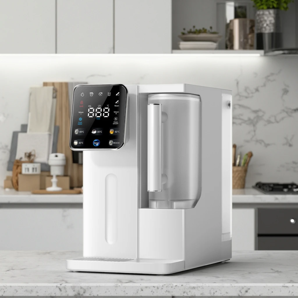 High Quality RO System Desktop Water Cooler Hot and Ice Water Touch Screen Control Water Dispenser with Portable Kettle
High Quality RO System Desktop Water Cooler Hot and Ice Water Touch Screen Control Water Dispenser with Portable Kettle