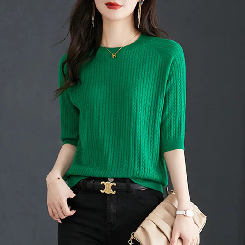 Sweaters Fashion Knitted Sweater Women Pullovers O-Neck Black Sueters De Mujer Knit Sweater Pullover Women Tops Knitwears Q2430
Sweaters Fashion Knitted Sweater Women Pullovers O-Neck Black Sueters De Mujer Knit Sweater Pullover Women Tops Knitwears Q2430