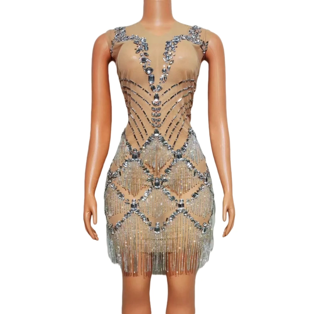 Birthday Queen Luxury Rhinestone Drill Chain Dress For Women Sheer Mesh Short Dressy Singer Dancer Glitter Costume Celebrate
Birthday Queen Luxury Rhinestone Drill Chain Dress For Women Sheer Mesh Short Dressy Singer Dancer Glitter Costume Celebrate