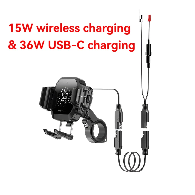 Motorcycle Mini Phone Holder with 15W Wireless Charging + 36W USB-C Charging, Suitable for 5.4-7.2 Inch Phones, Thickness ≤15mm.
Motorcycle Mini Phone Holder with 15W Wireless Charging + 36W USB-C Charging, Suitable for 5.4-7.2 Inch Phones, Thickness ≤15mm.
