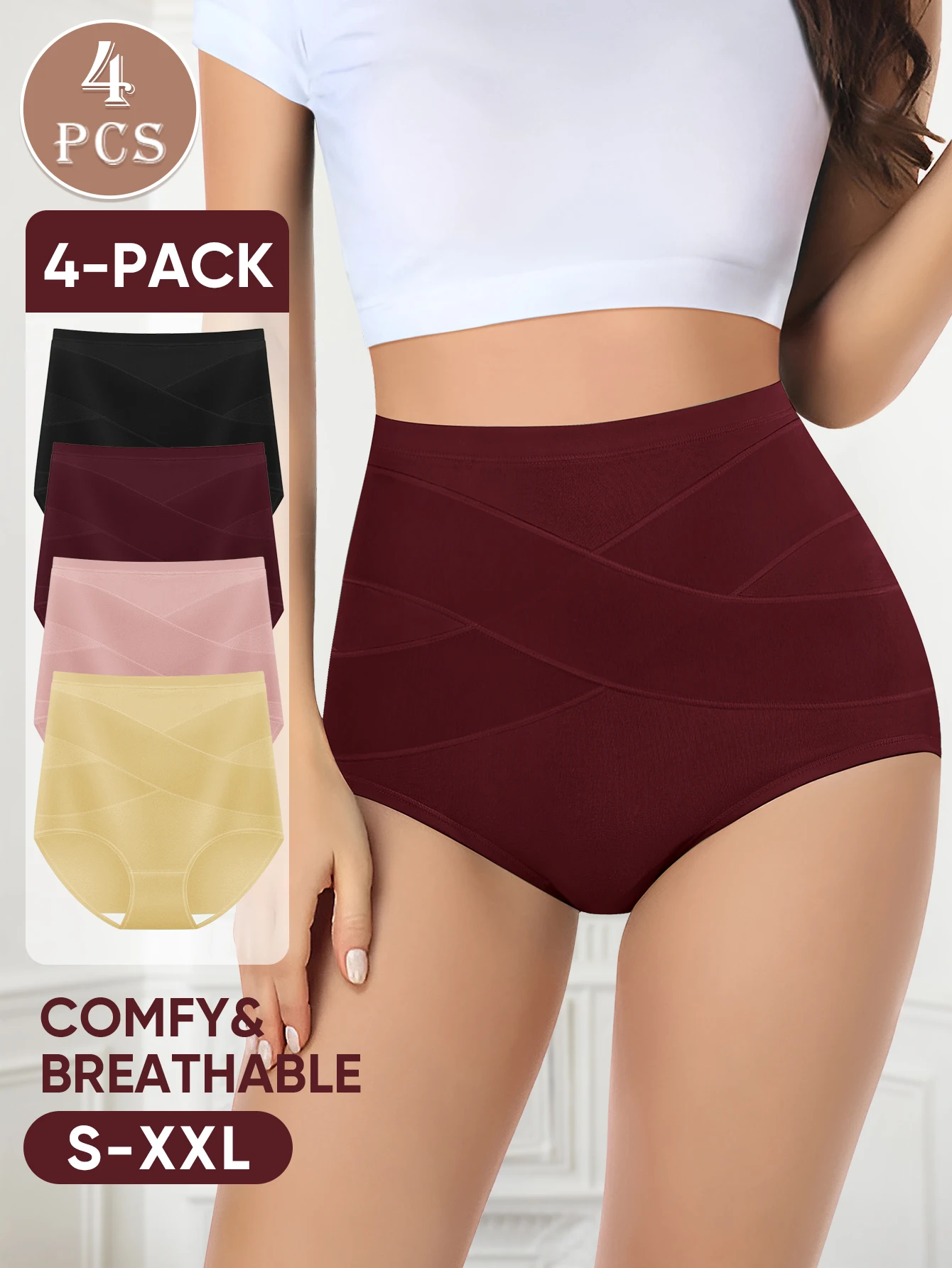Women's Spring Summer Cotton 4pcs High Waist Snug Underwear Clothing Ladies Autumn Winter Elegant Pants Panties Solid Brief 2024
Women's Spring Summer Cotton 4pcs High Waist Snug Underwear Clothing Ladies Autumn Winter Elegant Pants Panties Solid Brief 2024