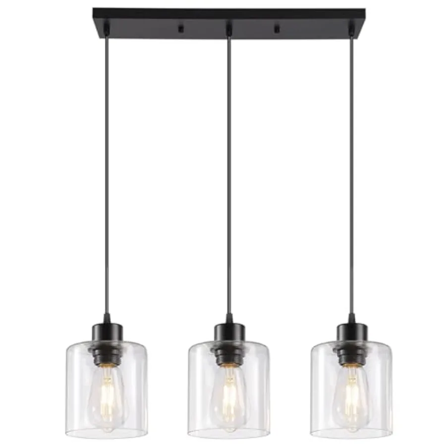 Pendant Fixtures with Clear Glass, Black Hanging Light Fixture for Ceiling, Adjustable Kitchen Island Light for Dinning Room, B
Pendant Fixtures with Clear Glass, Black Hanging Light Fixture for Ceiling, Adjustable Kitchen Island Light for Dinning Room, B
