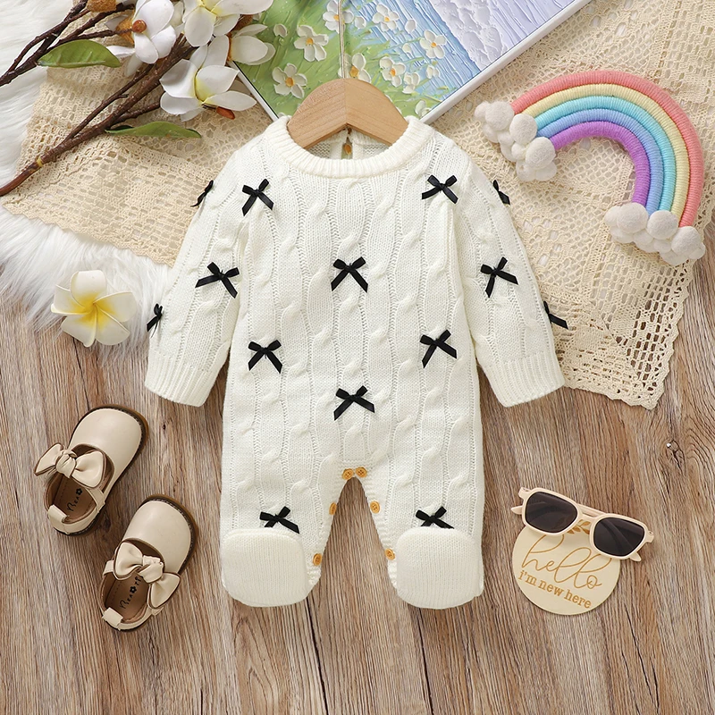 Baby Romper Knit Newborn Infant Clothes 0-9M Cute Bow Fashion Solid Overalls Boy Girl Jumpsuit Long Sleeve Foot Wrap Spring Fall
Baby Romper Knit Newborn Infant Clothes 0-9M Cute Bow Fashion Solid Overalls Boy Girl Jumpsuit Long Sleeve Foot Wrap Spring Fall