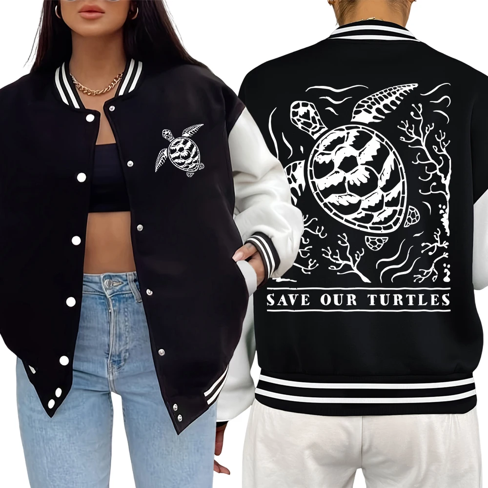 Save Our Turtles Printed Jacket Women Hip Hop Loose Sportswear Fashion Soft Streetwear Casual Comfortable Baseball Jersey Unisex
Save Our Turtles Printed Jacket Women Hip Hop Loose Sportswear Fashion Soft Streetwear Casual Comfortable Baseball Jersey Unisex
