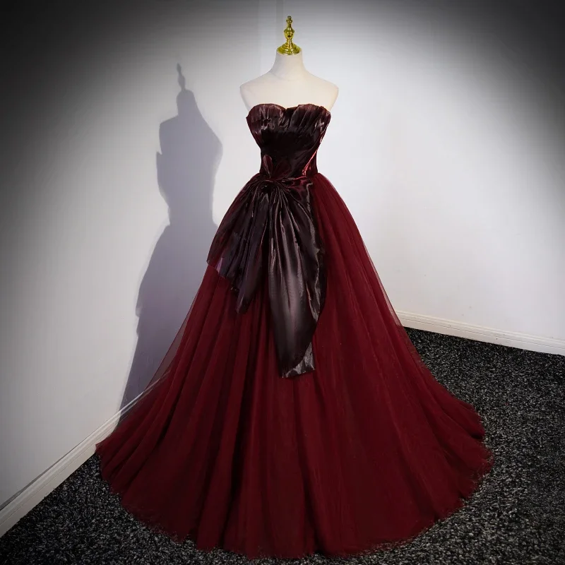Customized Evening Dress Burgundy Tulle Pleat Strapless Floor-Length Lace Up Princess Plus size Woman Party Formal Gowns B2744
Customized Evening Dress Burgundy Tulle Pleat Strapless Floor-Length Lace Up Princess Plus size Woman Party Formal Gowns B2744