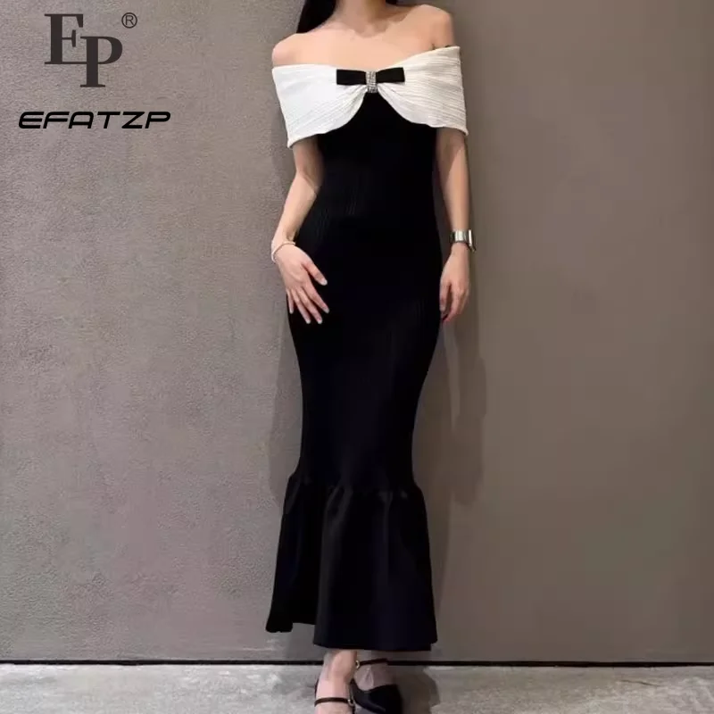 Black Bow One Shoulder Knitted Mermaid Dress Women 2024 Autumn New Collection Elegant Slim Long Dresses 5240251
Black Bow One Shoulder Knitted Mermaid Dress Women 2024 Autumn New Collection Elegant Slim Long Dresses 5240251